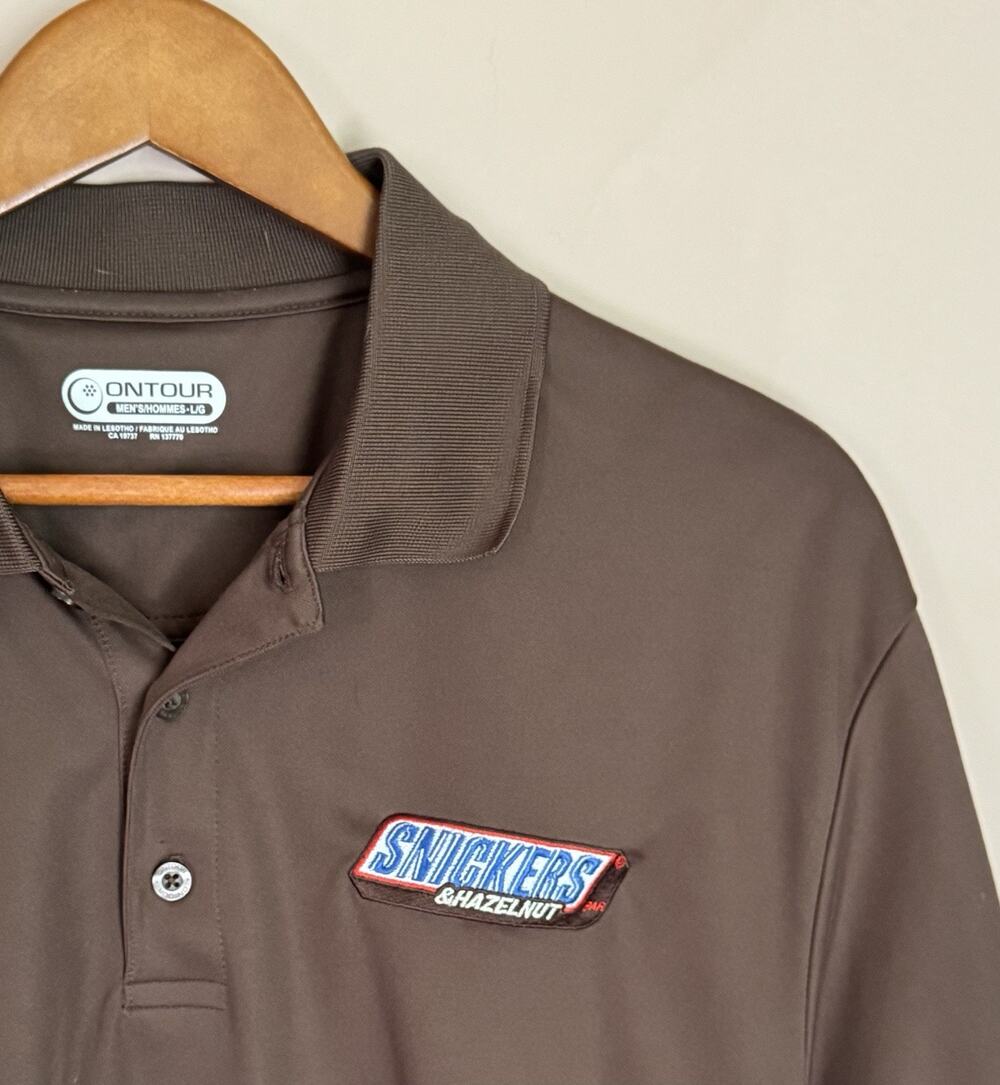 Ontour Snickers Hazelnut Brown Polo Golf Shirt Large
